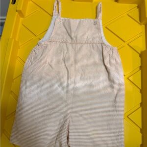 Little English Cream Striped Overalls